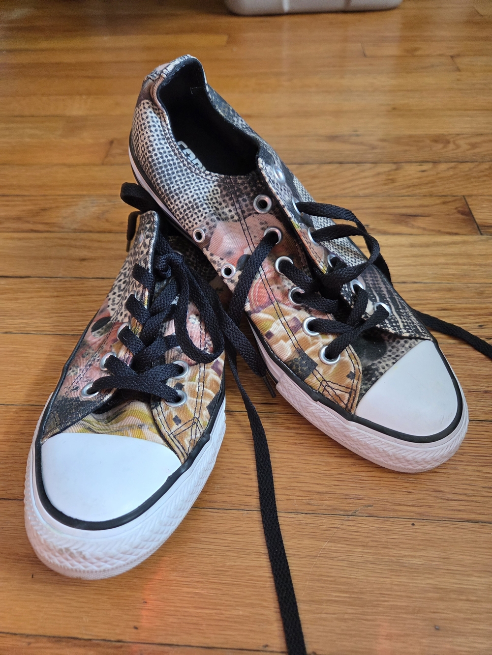 Converse Floral & Snakeskin Print Low-Top Sneakers in Black and White
